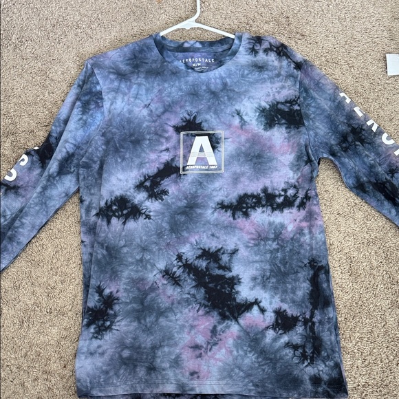 Aeropostale women Long Sleeve Tie-Dye Shirt - Black and Purple - Picture 1 of 5